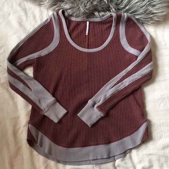 Free People Crew neck thermal with ribbed trim - Picture 1 of 8